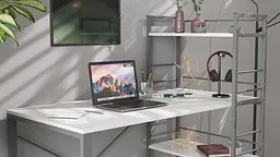 Письмовий стіл Ferrum-decor Серії Конект з етажеркою 75x120x60 сірий ДСП Біле 16мм (FRD-104230) - мініатюра 6