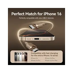 Дата кабель USB-C to USB-C 1.0m 3A aluminum gold Vention (TRDJF) - мініатюра 4