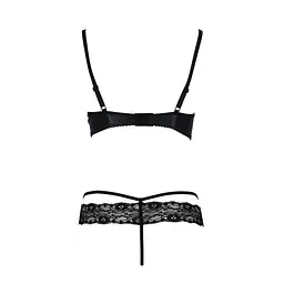 Комплект білизни Passion Exclusive NORTH SET L/XL, black, ліф і трусики з елементами під латекс - мініатюра 6