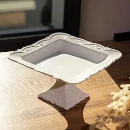 Фруктовница на ножке White Square 21,5*21,5 см фарфоровая квадратная Yiwu 120-YH-HG057 - миниатюра 2