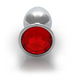 Анальна пробка Ouch! Round Gem L, 8.1 см (червоний) - мініатюра 2