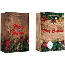 Набір пакетів подарункових Malevaro Large Xmas Merry 3 дизайн 1 паперовий 26x12.7x32.4 см 2 шт. (760394ML/1)