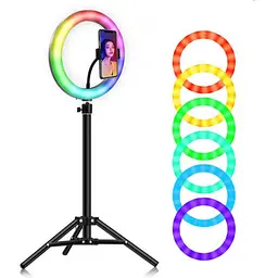 Кільцева селфи-лампа RGB LED 26 см - мініатюра 6