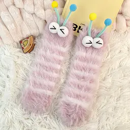 Шкарпетки дитячі у вигляді рожевої смугастої гусениці One Size 4280