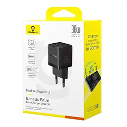 Мобільний зарядний пристрій Baseus Palm Type-C+USB 30W Чорний P1011160A113-00 - мініатюра 4