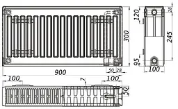 Радіатор сталевий панельний Kalite 22 низ/справа 300x900 (без INNER) 000022631, Білий - мініатюра 4