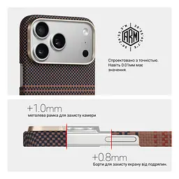 Защитный чехол для Apple iPhone 17 Pro Max, BlackIcon Kevlar MagCase, кевларовый, разноцветный, панель, накладка с поддержкой MagSafe, противоударный, защита всего корпуса, усиленные углы, совместим с беспроводной зарядкой, ArmorStandart (ARM90155) - мініатюра 6