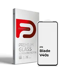 Захисне скло для ZTE Blade V40s, Full Glue, 2.5D, на весь екран, глянцеве, загартоване 9H, повне проклеювання по всій поверхні, з чорною рамкою, протиударне, ArmorStandart (ARM68734)