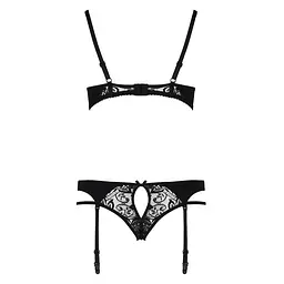 Комплект білизни Passion PAULINE Set black: стрепи: ліф L/XL - мініатюра 6