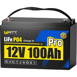 Акумулятор WattCycle LiFePO4 12V (12.8/100Ah/1280Wh) (WT12V100AH110PRO)