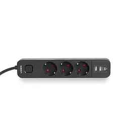 Мережевий подовжувач VIDEX ONCORD з/з 3п 3м (3x1.5мм) 2.4А 2USB+USB-C з кнопкою Black VIDEX (27694-000) - мініатюра 5