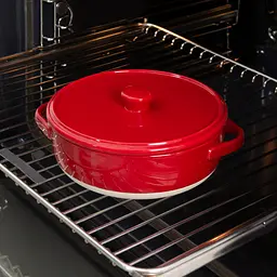 Форма для запікання МВМ My Home кругла з кришкою M 22.5х18х7.5 см (KP-45 M WHITE/RED) - мініатюра 3