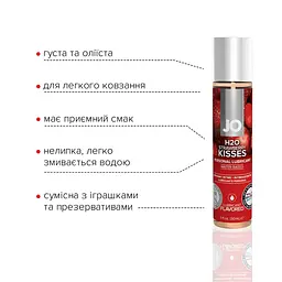 Змазка на водній основі JO H2O — Strawberry Kiss (30 мл) без цукру, рослинний гліцерин - мініатюра 3