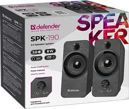 Колонки Defender SPK - 190 Black 8 Вт 3.5 мм 2.0 живлення від USB, регулятор гучності, роз'єм для навушників та мікрофона (65190) - мініатюра 3