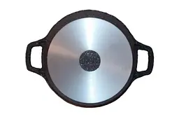 Каструля зі скляною антипригарною кришкою Biol 20 см 2л Granite Grey литої алюміній - мініатюра 3