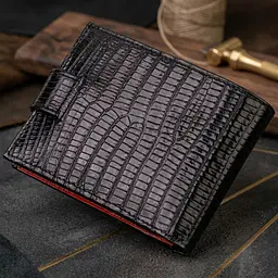 Лаковане компактне портмоне для чоловіків із натуральної фактурної шкіри Canpellini 21751 чорне - мініатюра 4
