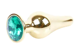 Анальна пробка з кристалом B-Series Jewellery Gold Butt Plug Green, 9,5х3 см, зелений