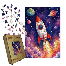 Дерев'яний фігурний пазл puzzlean До зірок, А3, Дерев'яна коробка 200 елементів