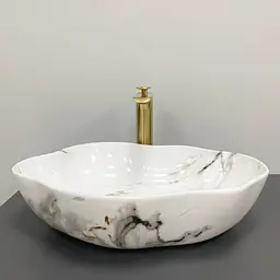 Умивальник VBI Faleria carrara glossy накладний VBI-016700, Мрамор - мініатюра 3