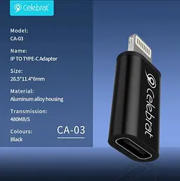 Перехідник Celebrat CA-03 OTG Adapter Lightning to Type-C Connector - мініатюра 4