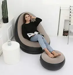 Надувне крісло з пуфом Air Sofa (велюрове покриття) - мініатюра 3