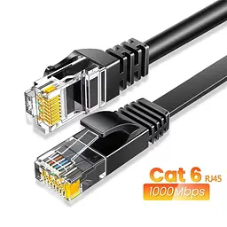 3 метра інтернет кабель 1Gb RJ45 Ethernet Cat6, гігабітний LAN-кабель, патч-корд, плаский - мініатюра 3