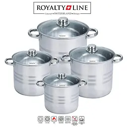 Набір каструль 8шт Royalty Line SP8, багатошарова з магнітним дном