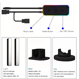 Настільна LED лампа RGB 5V Panel 3 Bluetooth dual pack USB interface with app Black - мініатюра 3