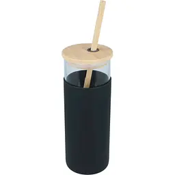 Скляна пляшка OldBro Tumbler з бамбуковою трубочкою Black 550 мл