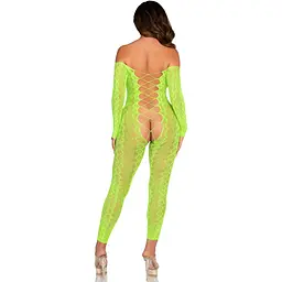 Бодістокінг Leg Avenue Crotchless Footless Lingerie Bodystocking One Size Neon Green - мініатюра 2