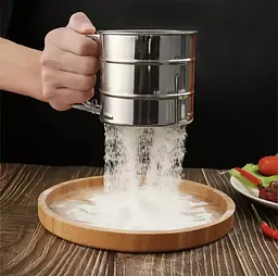Кухоль-сито для просіювання борошна великий подвійне сито Ø 12.5 см, Kitchen Master Светло-серый 84106 - мініатюра 2