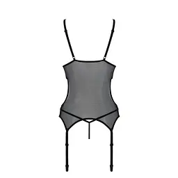 Корсет з підв'язками та ажурним ліфом Passion Christa CorSet black L/XL - мініатюра 6