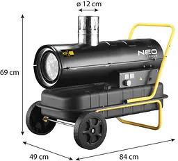 Теплова дизельна гармата Neo Tools 20 кВт, площа обігріву 200 кв.м., підлогова, чорна (90-086) - мініатюра 12