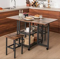 Комплект меблів Costway Design розкладний стіл з стільцями в стилі Loft - мініатюра 2
