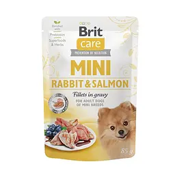 Вологий корм Brit Care Mini для собак з філе кролика і лосося в соусі 85 г (арт.100218/4432)