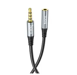 Кабель подовжувач mini-Jack 3,5 Male — mini-Jack 3,5 Female HOCO UPA-20 2 м, GOLD Stereo Jack, Black - мініатюра 2