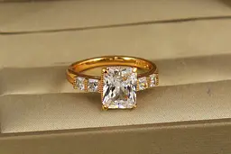 Кільце Xuping Jewelry Великий прямокутник з білим каменем р 20 золотисте