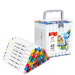 Набір двосторонніх маркерів для скетчингу Deli E70803-48 Color Emotion 48 кольорів