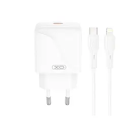 Адаптер мережний XO Type-C to Lightning Cable Single USB-C Fast Charger L141 |20W/3A, PD/QC|