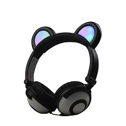 Навушники Linx Bear Ear Headphone з ведмежими вушками LED підсвічування 350 mAh Чорний (SUN1859) - мініатюра 3