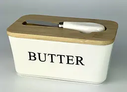 Маслянка з ножем "Butter" біла, 17,5x10,5x8 см - мініатюра 3
