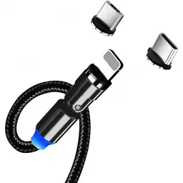 Дата кабель USB 2.0 AM to Lightning + Micro 5P + USB-C 1.0m Magnetic Ro ColorWay (CW-CBUU037-BK) - мініатюра 4