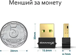 Bluetooth-адаптер версії 5.0 Grand-X bt50G aptX чип RTL8761B Low Energy - мініатюра 3