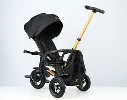 Велосипед складаний триколісний дитячий Qplay Nova Pro з надувними колесами Gold Matt - Black (S800NovaProGoldBlack) - мініатюра 3