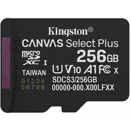 Карта пам'яті Kingston MicroSDXC 256GB UHS-I Class 10 Canvas Select Plus R150MB/s + SD-адаптер (SDCS3/256GB)