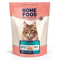 Корм для кастрованих котів та стерилізованих кішок Home Food з кроликом та журавлиною 0,4кг