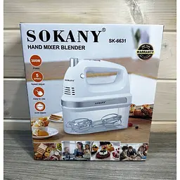 Ручний електричний міксер Sokany SK-6631 із насадками для замішування крутого тіста 5 режимів 300 Вт - мініатюра 10