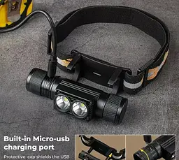 Налобний ліхтар Sofirn H25S 1200лм USB-C (акумулятор 18650 на 3000мАч) - мініатюра 3