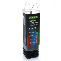 Свердло ступеневе спіральне Apro PRO 4-20 мм сталь HSS/M2 титанове покриття 30412 - мініатюра 3