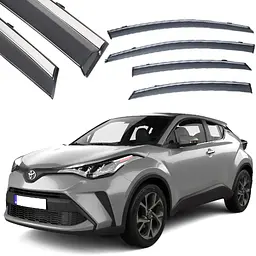 Дефлектори вікон вітровики Benke для Toyota C-HR 2017- Хром Молдинг З Нержавіючої Сталі 3D (3D BTYCR1723-W/S)
